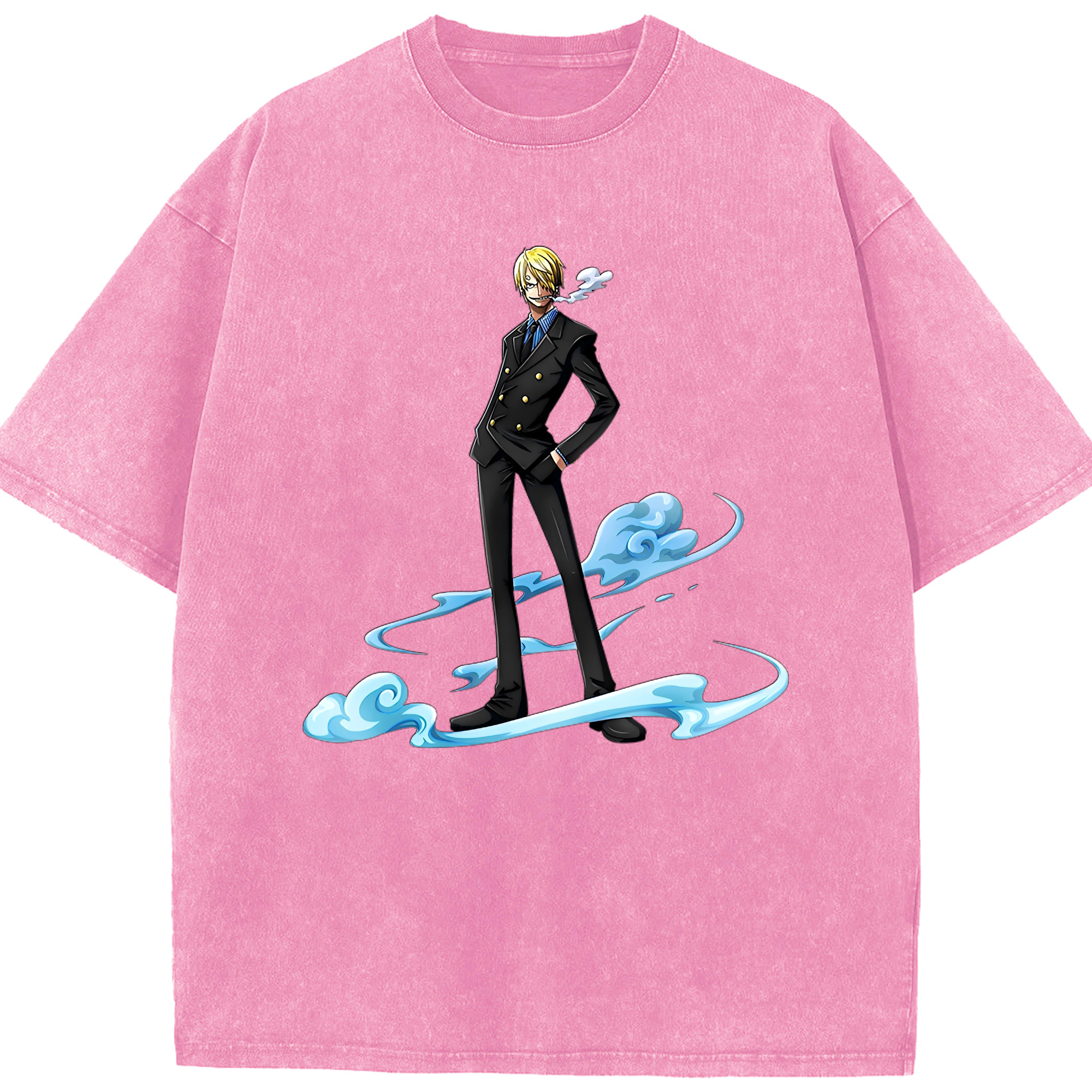 （画像用） ワンピース サンジ ONE PIECE Sanji 綿100% ヴィンテージ風 半袖Tシャツ（フロントプリント）